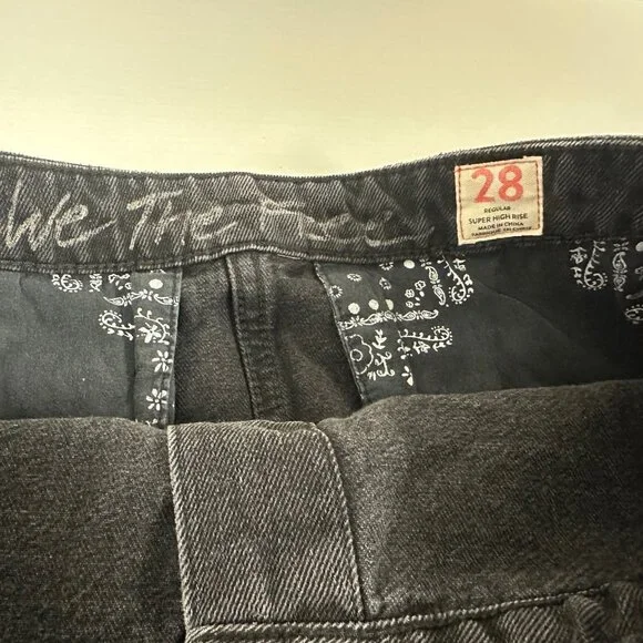 We The Free Black Button Front Super High Waisted Size 28 Regular Skirt - Picture 2 of 5